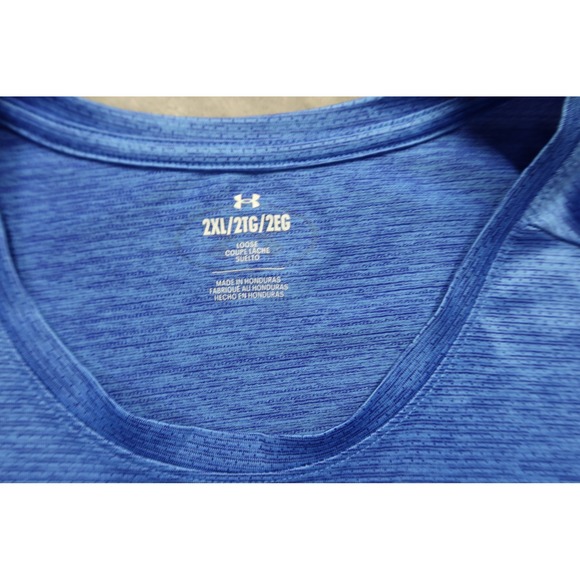 Under Armour Men Loose Fit Blue T Shirt Men's Size 2XL‎ Workout Exercise - Picture 4 of 8